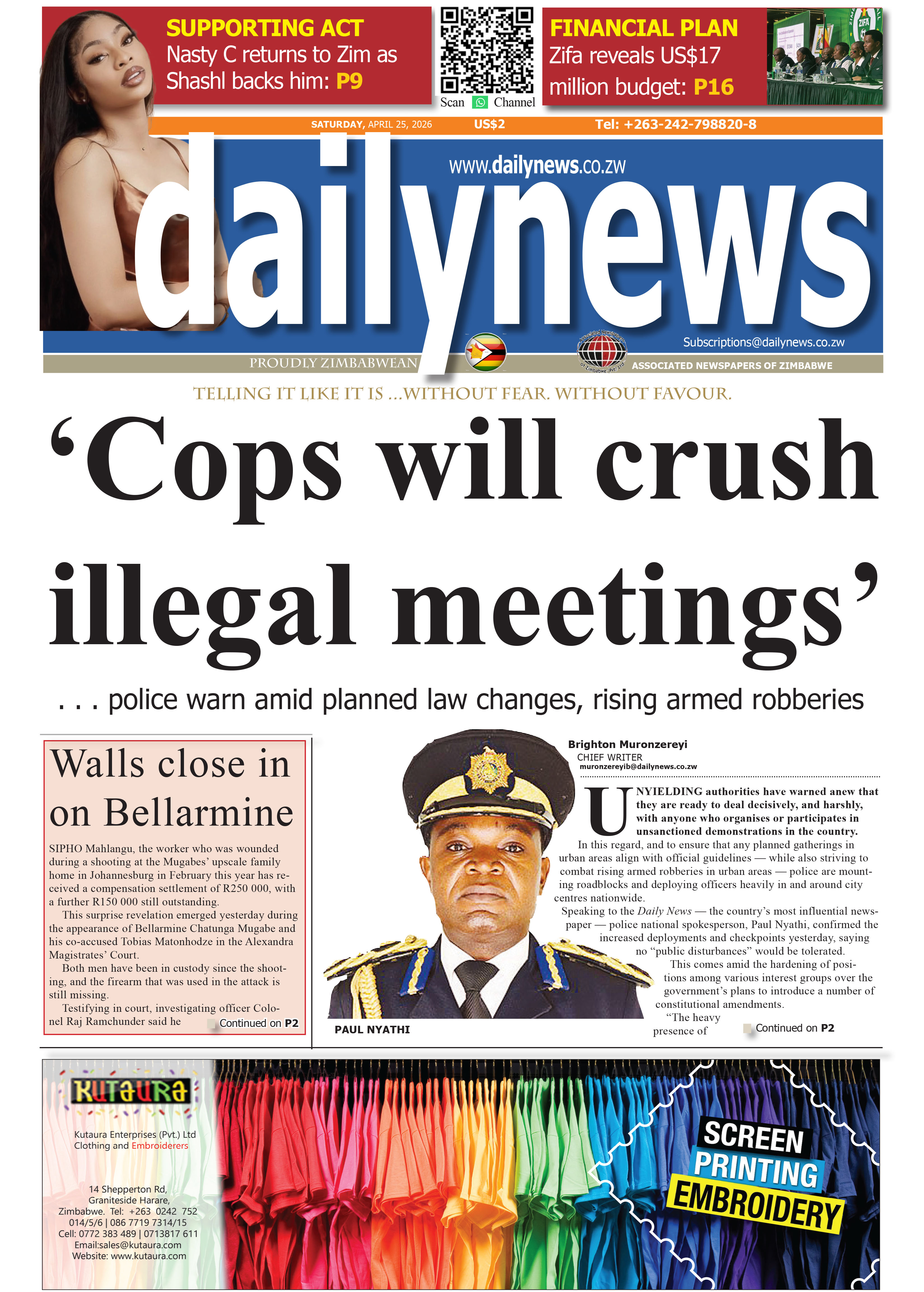 Saturday 25 April 2026